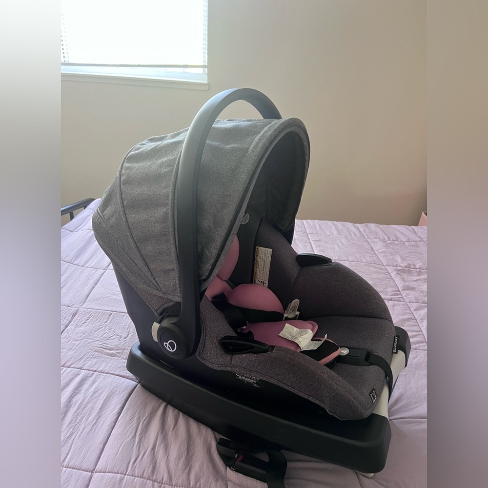 Infant Car Seat with Canopy - Gray and Pink